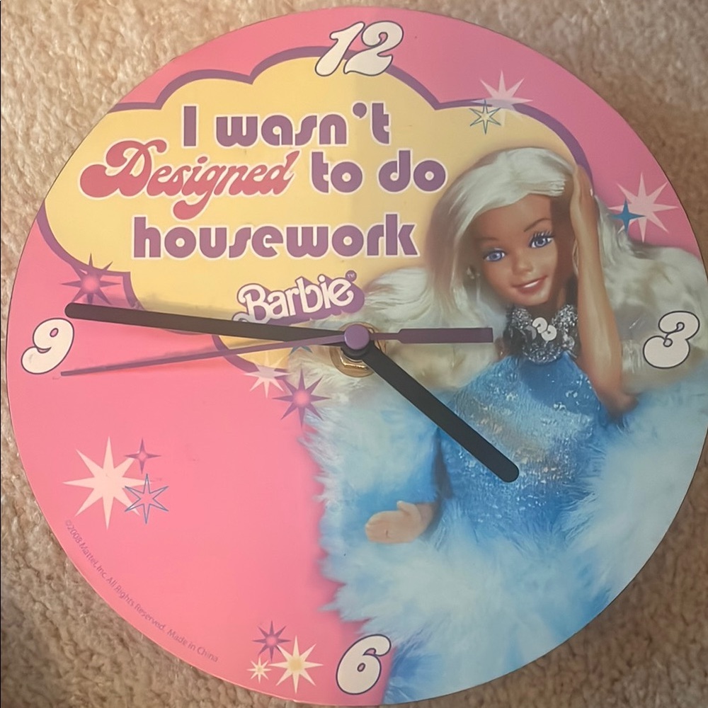 Barbie Pink and Blue Retro Wall Clock